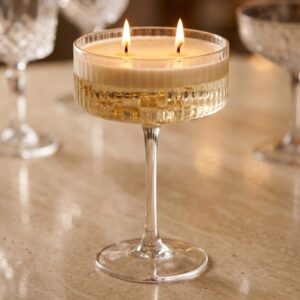 Champagne vanilla scented candle in Martini glass