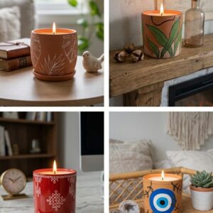 scented hand-painted terracotta jar candle
