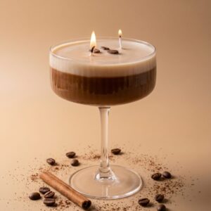espresso coffee scented candle in Martini glass