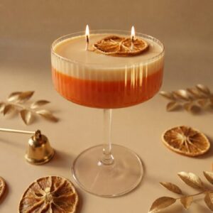 orange satsuma soy wax candle in Martini glass