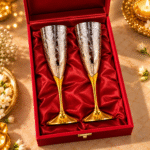 Premium Engraved Champagne Flute Glasses in Velvet Box - Set of 2
