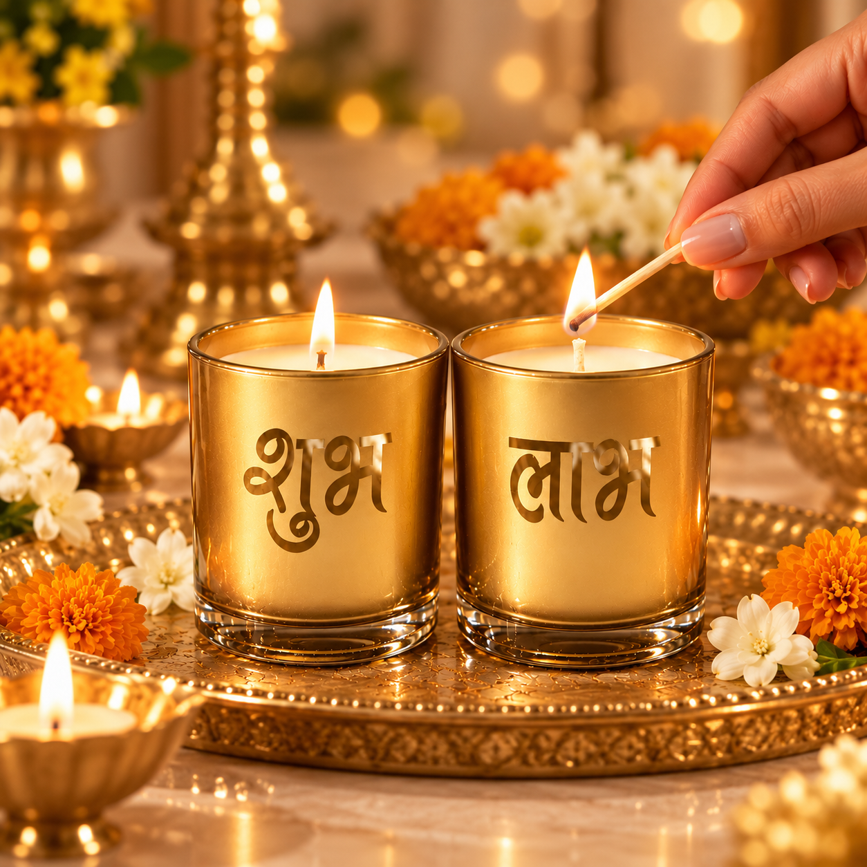 Shubh Laabh Scented Soy Wax Candles - Set of 2 - Image 4