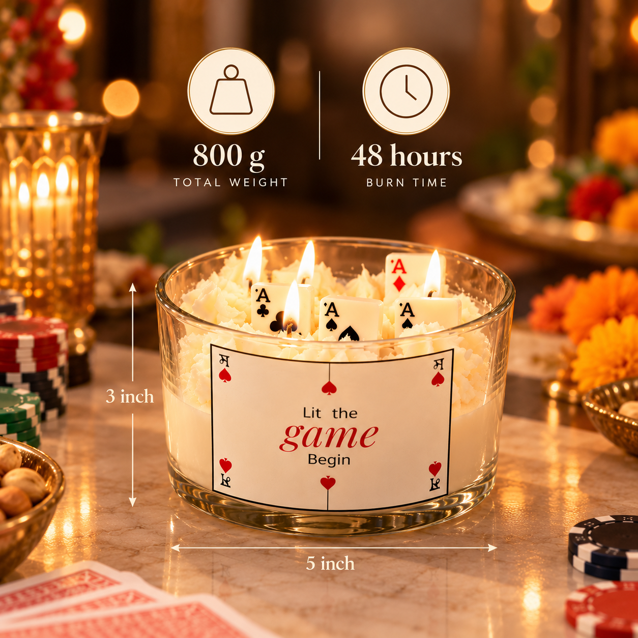 Lit the Game Begin - Poker Scented Soy Wax Candle - Image 2